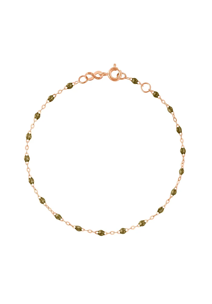 Bracelet Classique Gigi Or Rose Et Résines Kaki 17cm