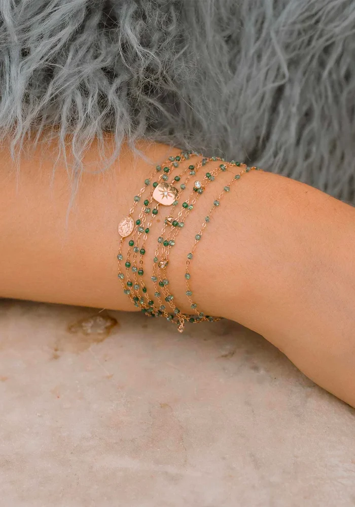 Bracelet Classique Gigi Or Rose Et Résines Menthe 15cm