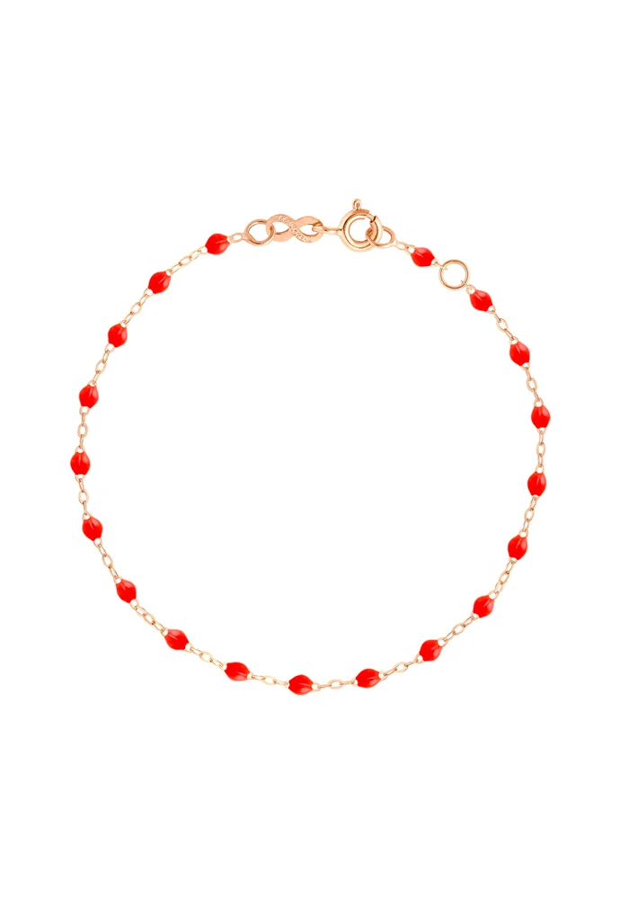 Bracelet Classique Gigi Or Rose Et Résines Corail 17cm