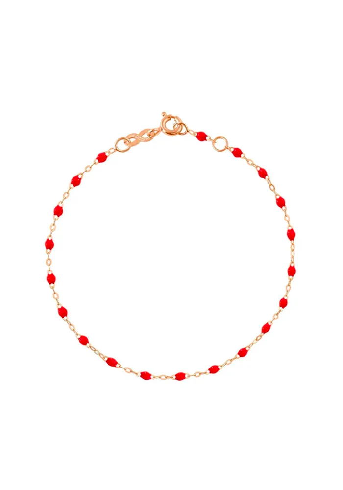 Bracelet Classique Gigi Or Rose Et Résines Coquelicot 17cm