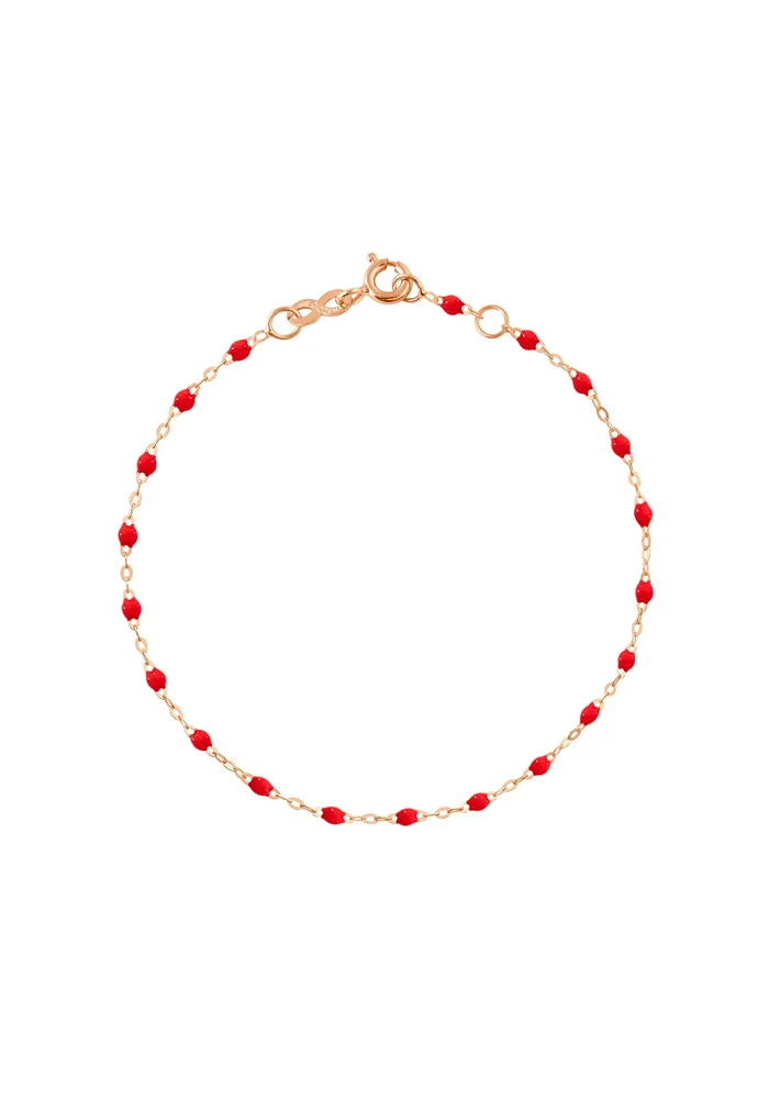Bracelet Classique Gigi Or Rose Et Résines Coquelicot 15cm