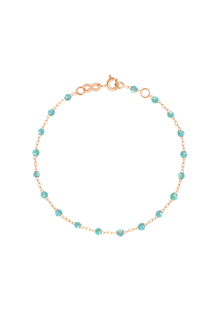 Bracelet Classique Gigi Or Rose Et Résines Aqua 15cm