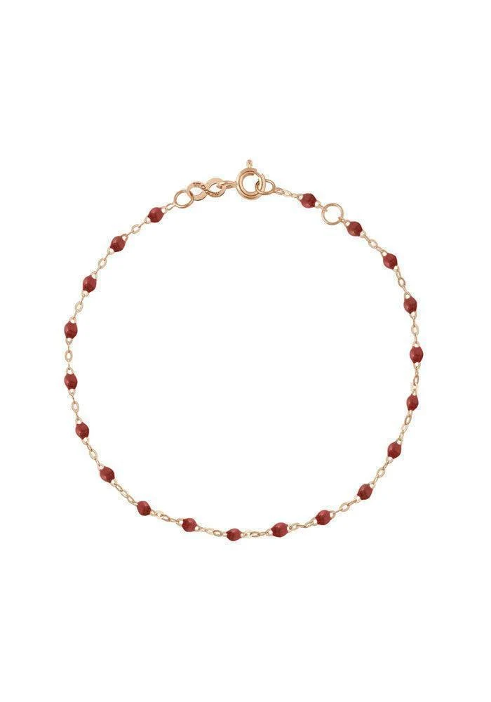 Bracelet Classique Gigi Or Rose Et Résines Bordeaux 17cm