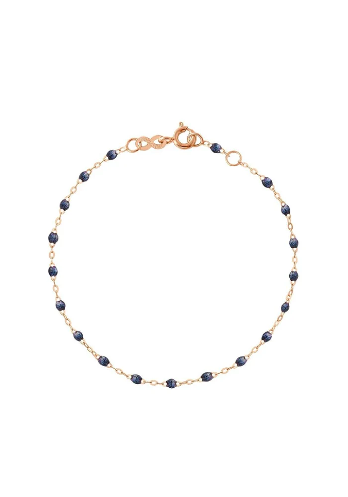Bracelet Classique Gigi Or Rose Et Résines Bleu Nuit 17cm