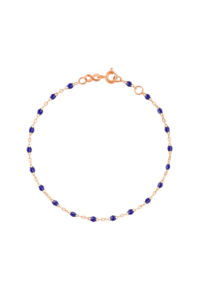 Bracelet Classique Gigi Or Rose Et Résines Bleu De Prusse 17cm