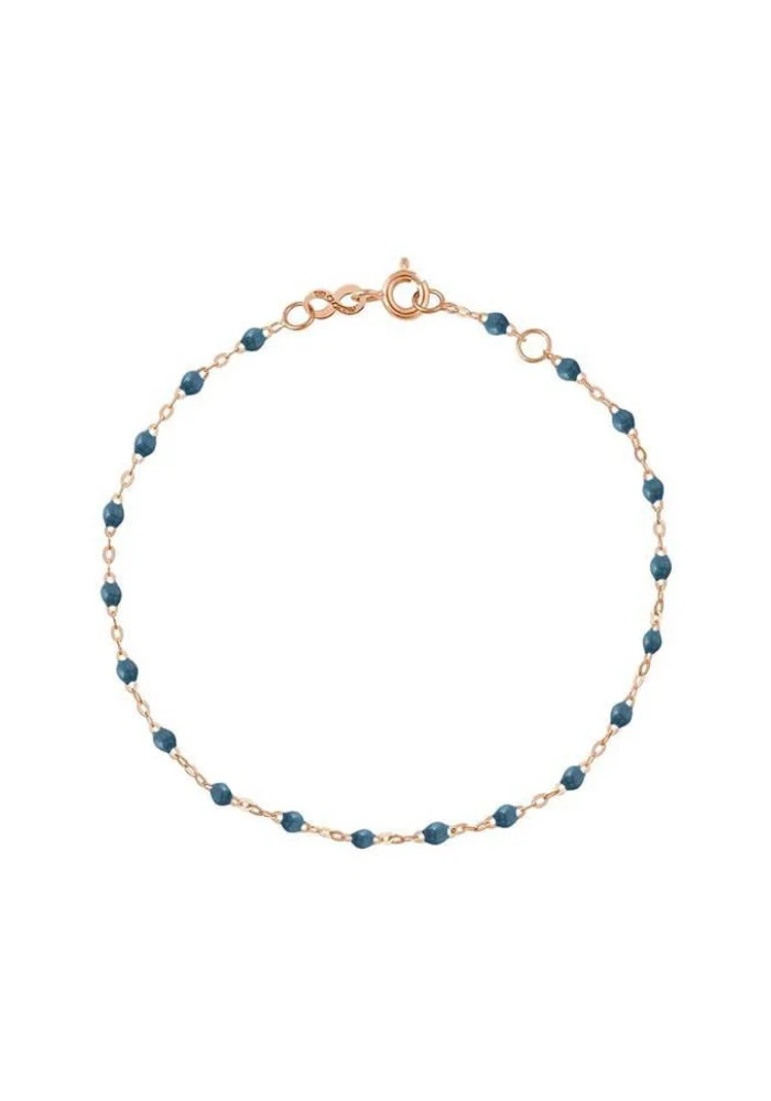 Bracelet Classique Gigi Or Rose Et Résines Bleu Céleste 17cm