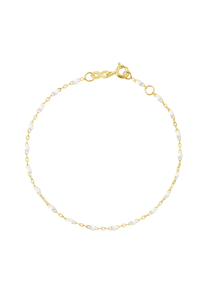 Bracelet Classique Gigi Or Jaune Et Résines Blanc 17cm