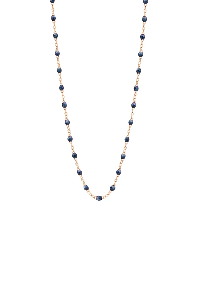 Collier Classique Gigi Or Rose Et Résines Bleu Nuit 42cm