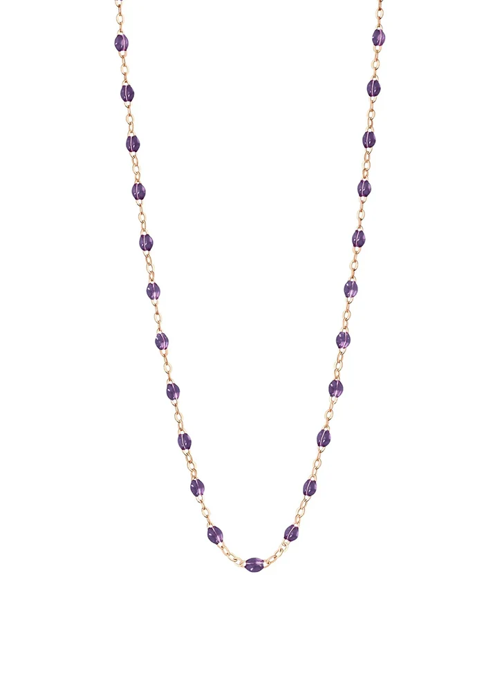 Collier Classique Gigi Or Rose Et Résine Violette 50cm