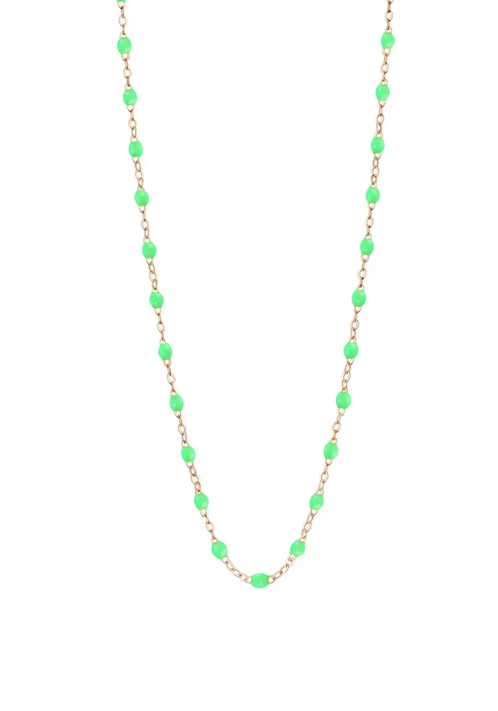 Collier Classique Gigi Or Rose Et Résine Vert Fluo 50cm