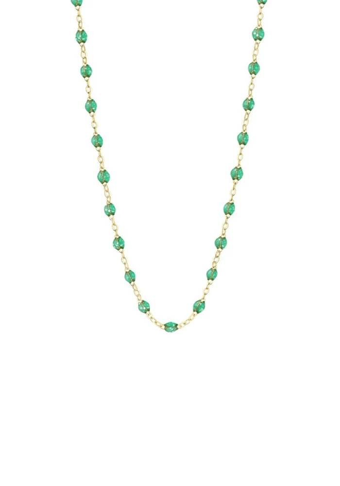 Collier Classique Gigi Or Jaune Et Résines Menthe 42cm