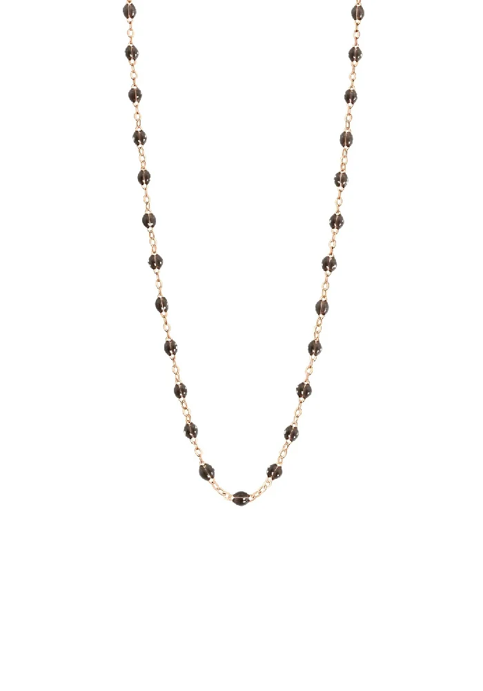 Collier Classique Gigi Or Rose Et Résines Quartz 45cm