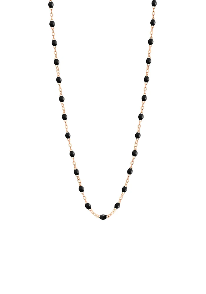 Collier Classique Gigi Or Rose Et Résines Noires 45cm