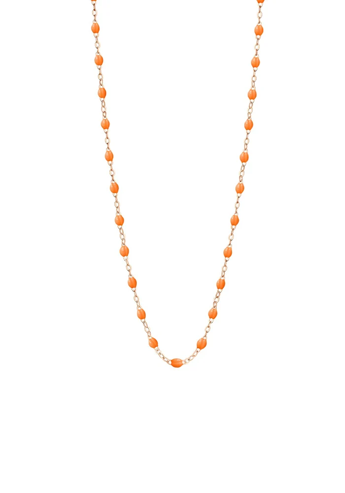 Collier Classique Gigi Or Rose Et Résines Mandarine 45cm