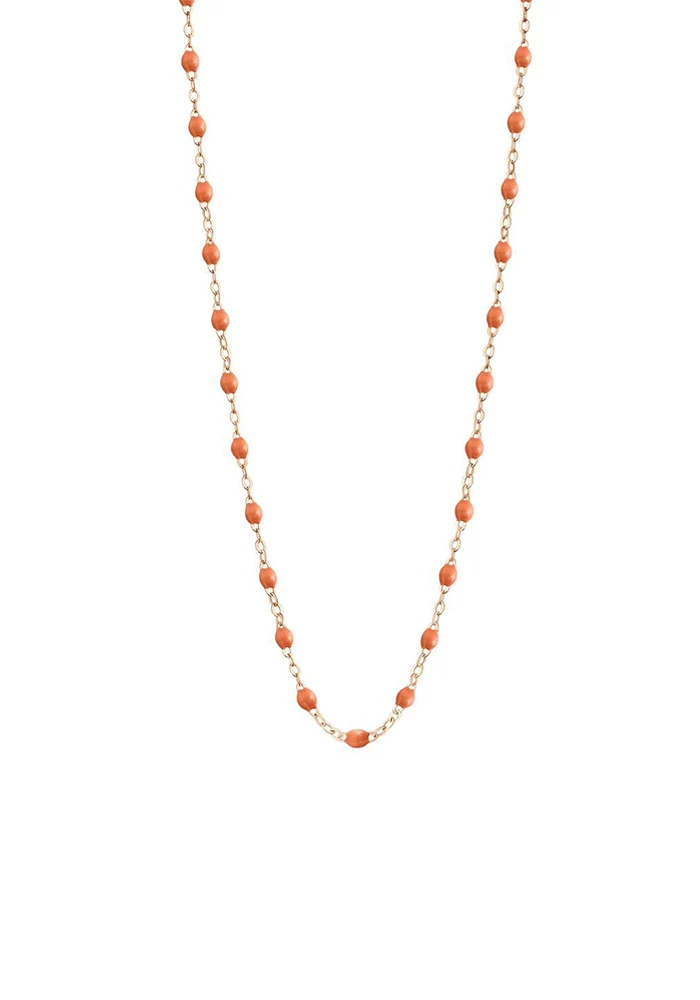 Collier Classique Gigi Or Rose Et Résines Feu 45cm