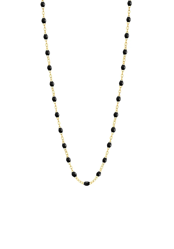 Collier Classique Gigi Or Jaune Et Résines Noires 45cm