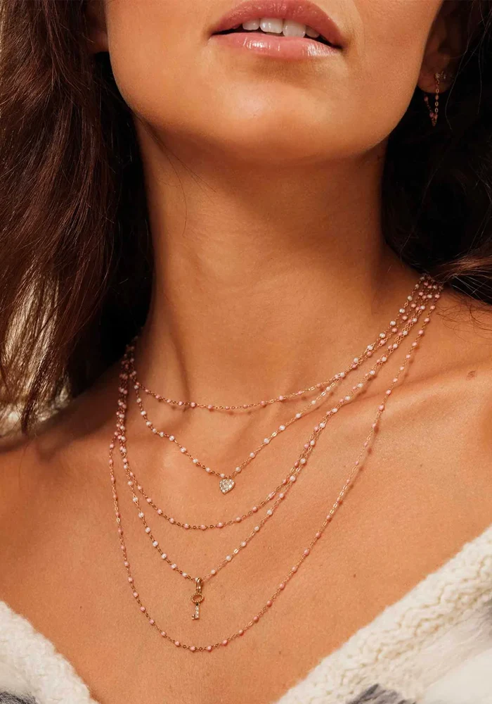 Collier Classique Gigi Or Rose Et Résines Blush 45cm
