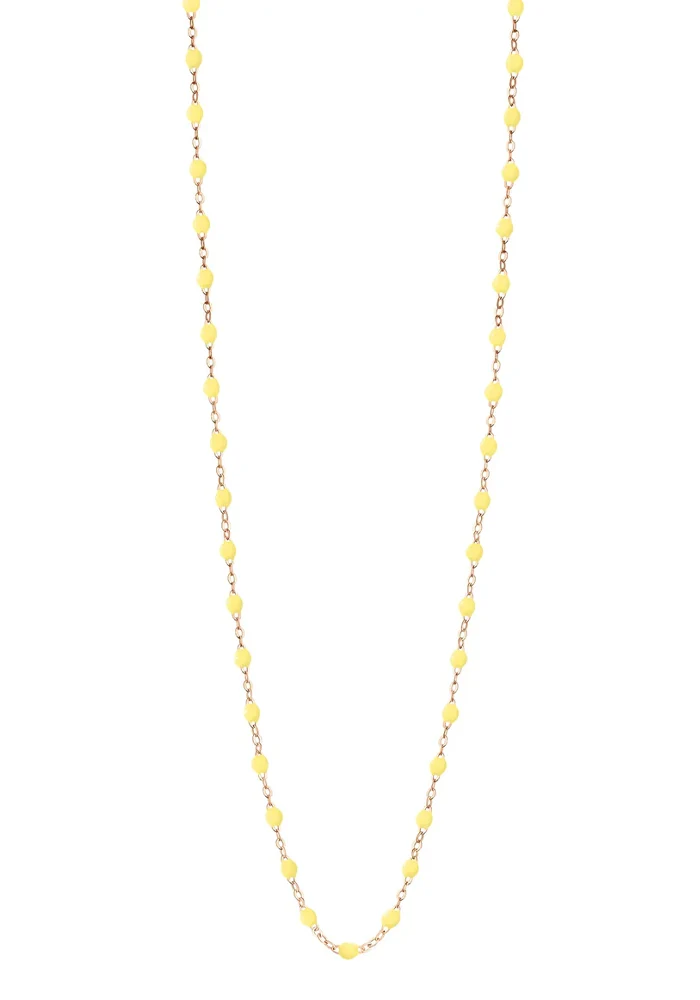 Sautoir Classique Gigi Or Rose Et Résines Mimosa 86cm
