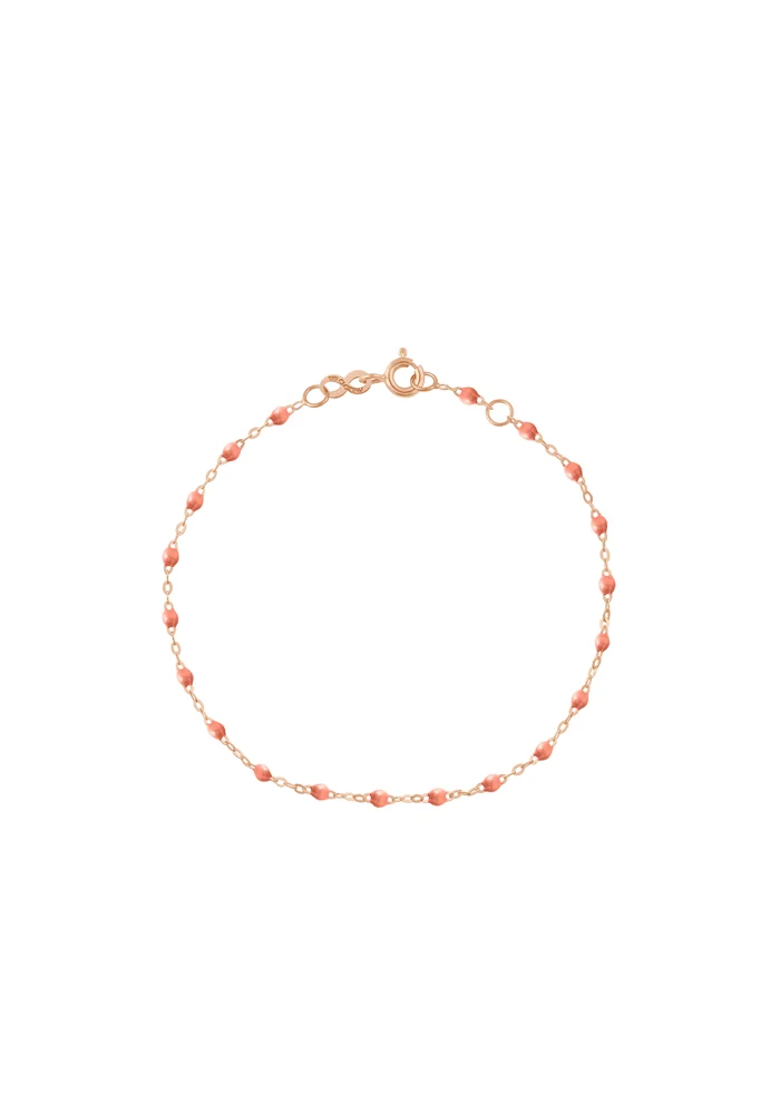 Bracelet Enfant Classique Gigi Or Rose Et Résines Saumon 13cm