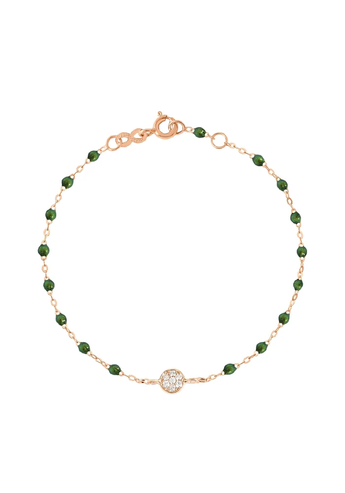 Bracelet Puce Diamants Or Rose Et Résine Scarabée 17cm