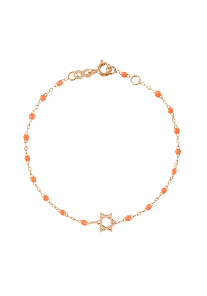 Bracelet Étoile De David Or Rose Et Résines Orange Fluo 15cm
