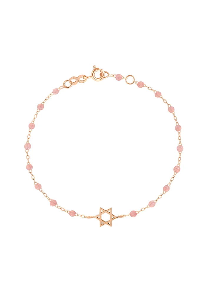 Bracelet Étoile De David Or Rose Et Résines Blush 15cm