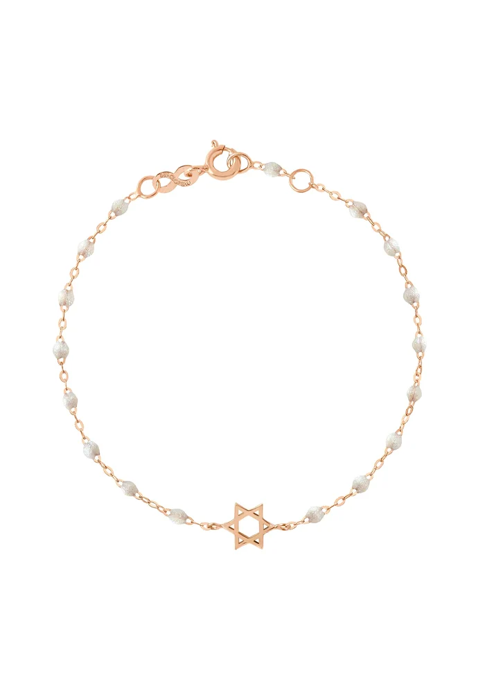 Bracelet Étoile De David Or Rose Et Résines Opale 15cm