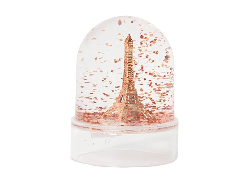 Mini-boule à neige Tour Eiffel cuivrée - Paillettes cuivrées