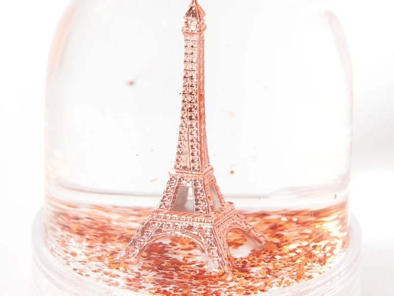 Mini-boule à neige Tour Eiffel cuivrée - Paillettes cuivrées