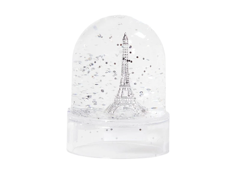 Mini-boule à neige Tour Eiffel argentée - Paillettes argentées