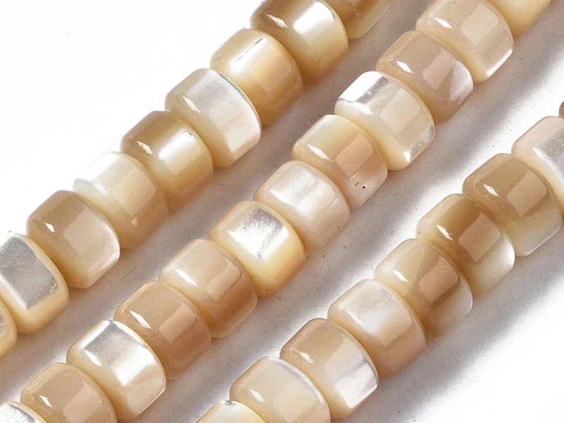 Lot de 20 perles colonnes 6 mm - Coquille de trochid naturelle