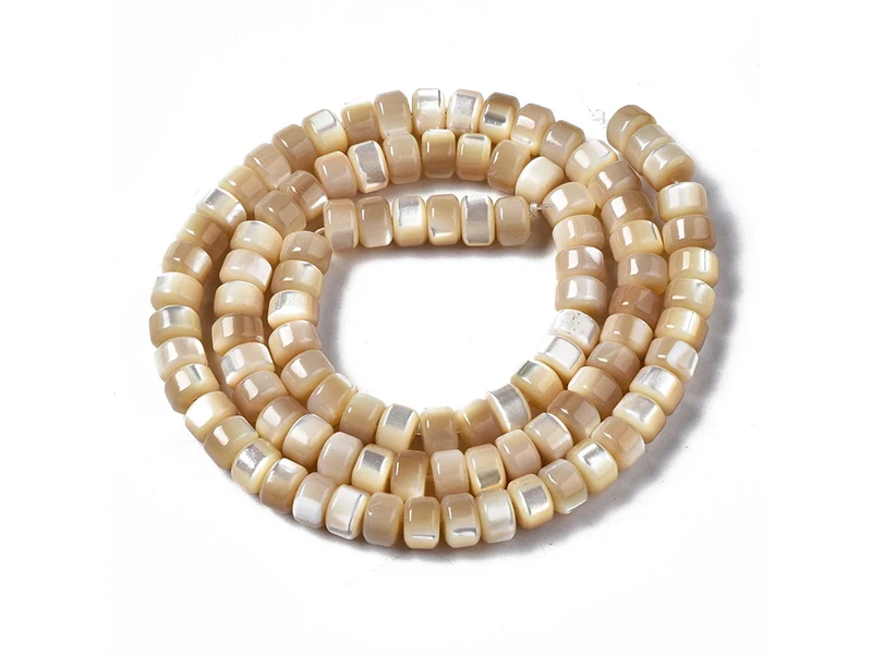 Lot de 20 perles colonnes 6 mm - Coquille de trochid naturelle