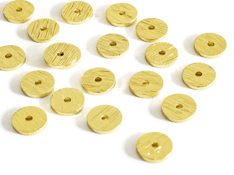 Lot de 20 perles intercalaires rondes texturées - Doré à l'or fin