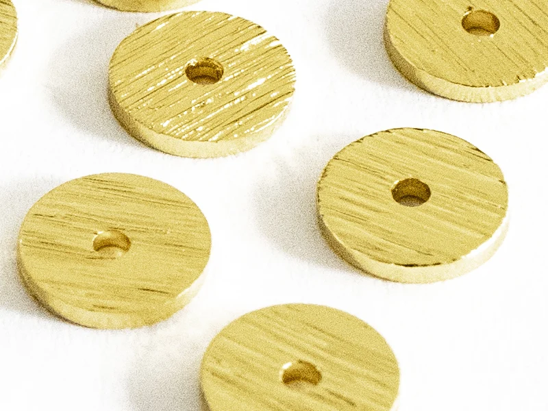Lot de 20 perles intercalaires rondes texturées - Doré à l'or fin