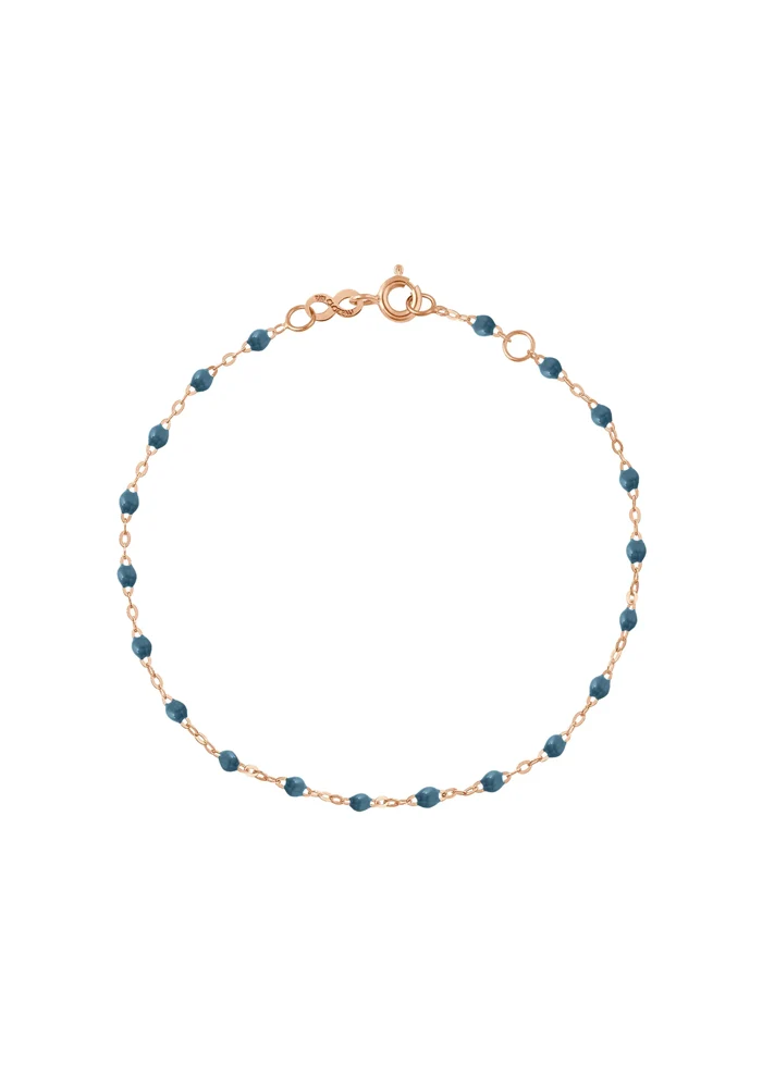 Bracelet Classique Gigi Or Rose Et Résines Bleu Celeste 15cm