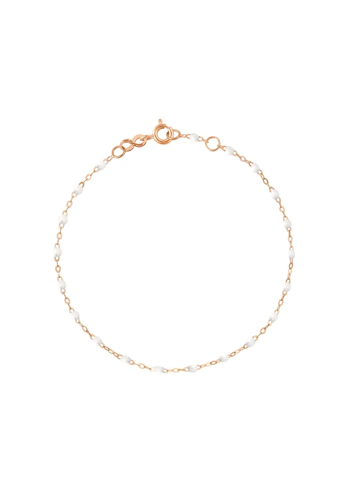 Bracelet Classique Gigi Or Rose Et Résines Blanches 15cm