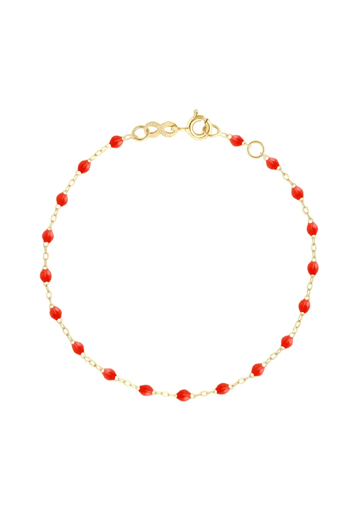 Bracelet Classique Gigi Or Jaune Et Résines Corail 17cm