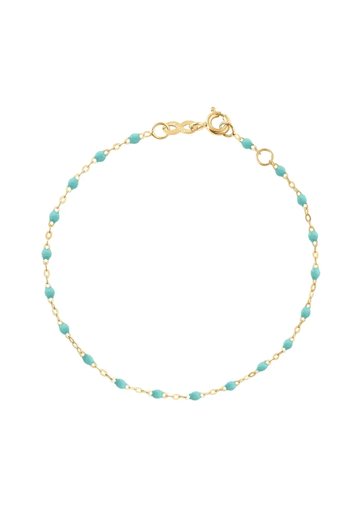 Bracelet Classique Gigi Or Jaune Et Résines Vert D'eau 17cm