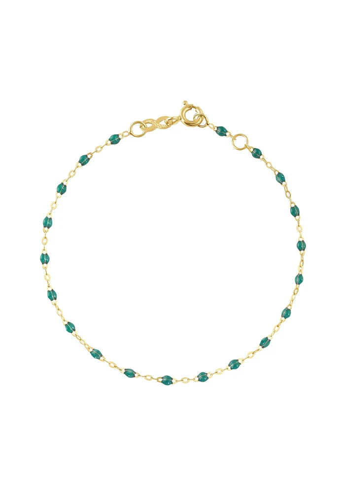 Bracelet Classique Gigi Or Jaune Et Résines Émeraude 17cm