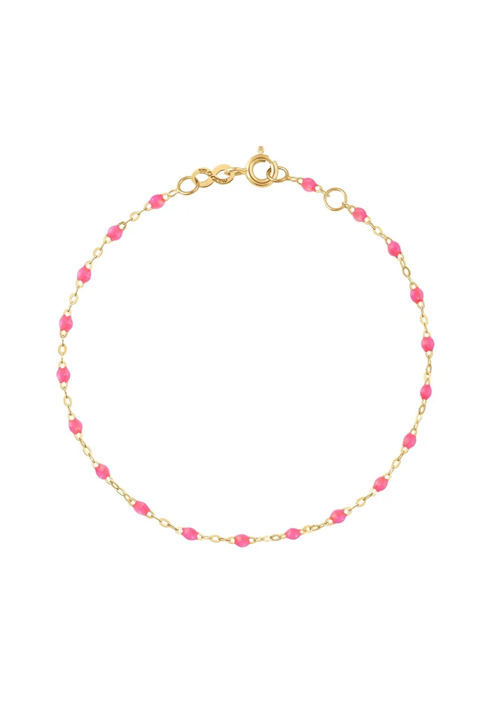 Bracelet Classique Gigi Or Jaune Et Résines Rose Fluo 17cm