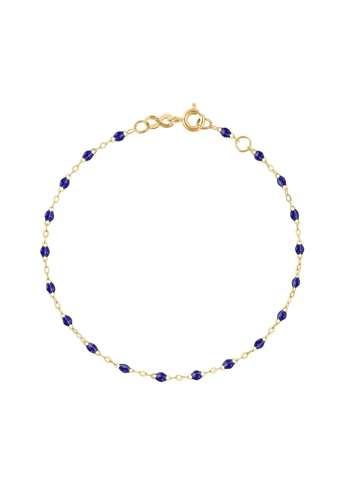 Bracelet Classique Gigi Or Jaune Et Résines Bleu Prusse 17cm