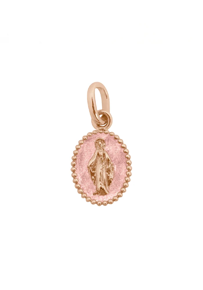 Pendentif Madone Or Rose Résine Blush