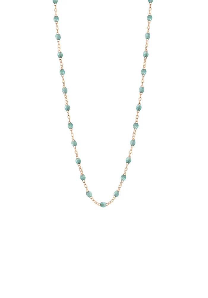 Collier Classique Gigi Or Rose Et Résines Bleu Glacier 42cm