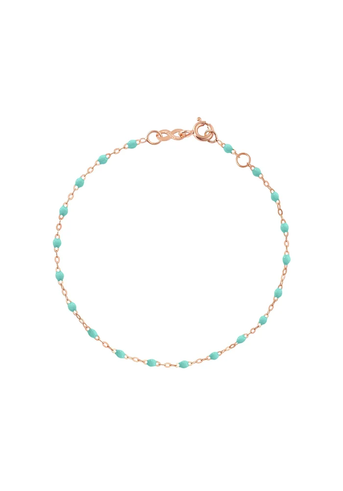 Bracelet Classique Gigi Or Rose Et Résines Vert D'Eau 15cm
