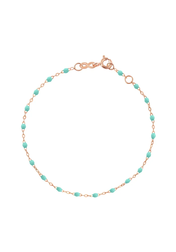 Bracelet Classique Gigi Or Rose Et Résines Vert D'eau 17cm