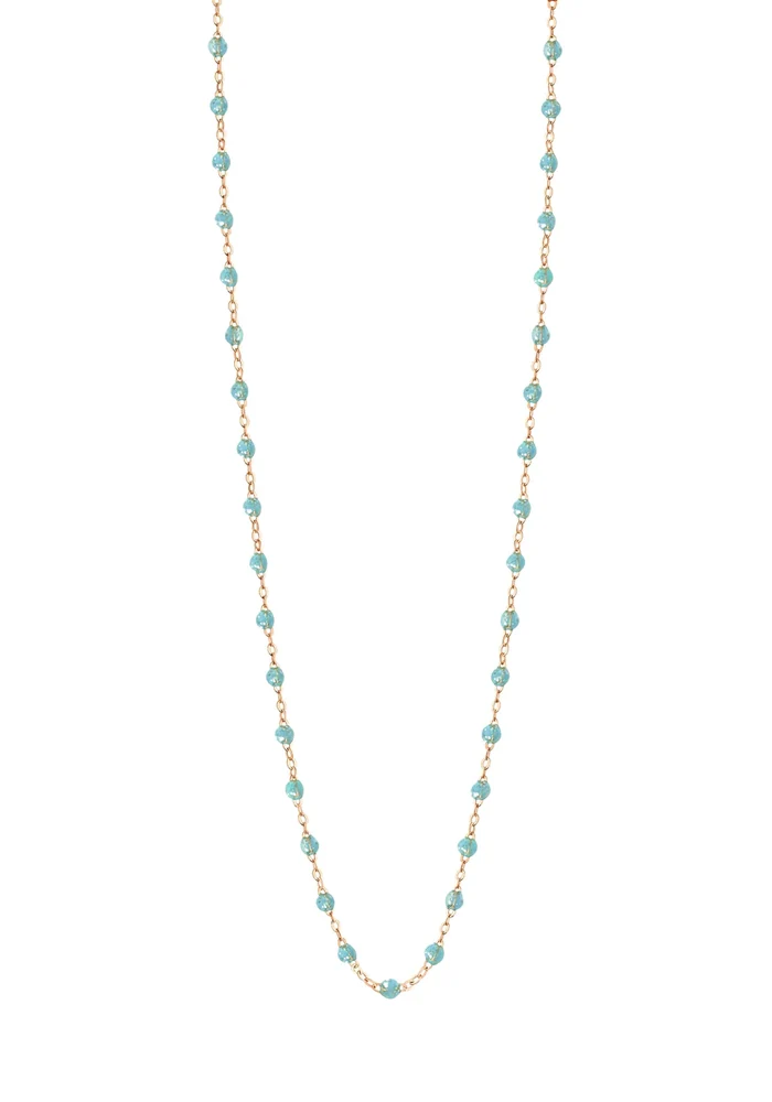 Sautoir Classique Gigi Or Rose Et Résines Aqua 60cm