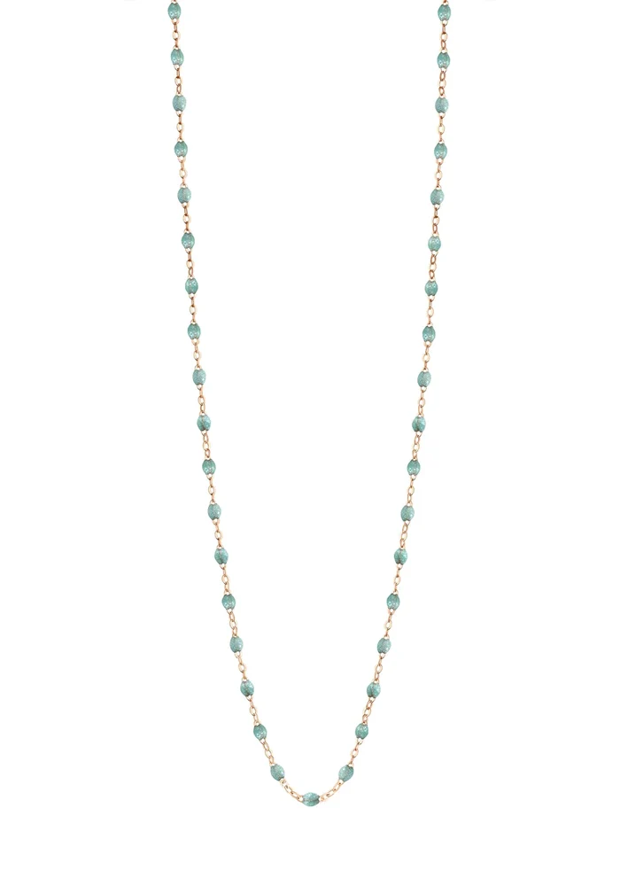 Sautoir Classique Gigi Or Rose Et Résines Bleu Glacier 60cm