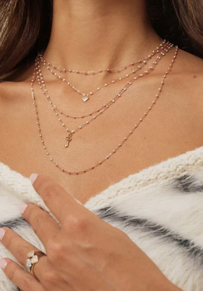 Collier Classique Gigi Or Rose Et Résines Blush 50cm