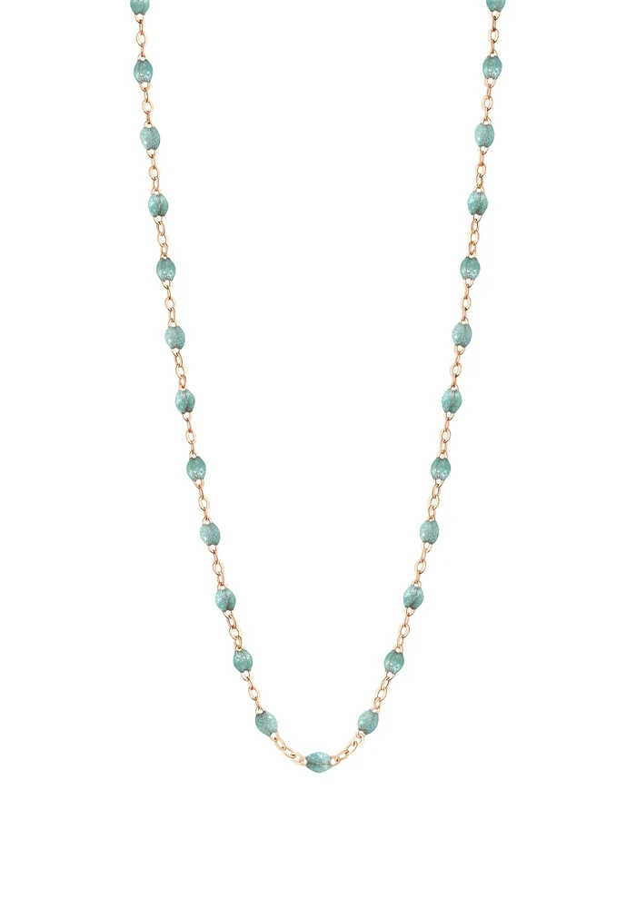 Collier Classique Gigi Or Rose Et Résines Bleu Glacier 50cm