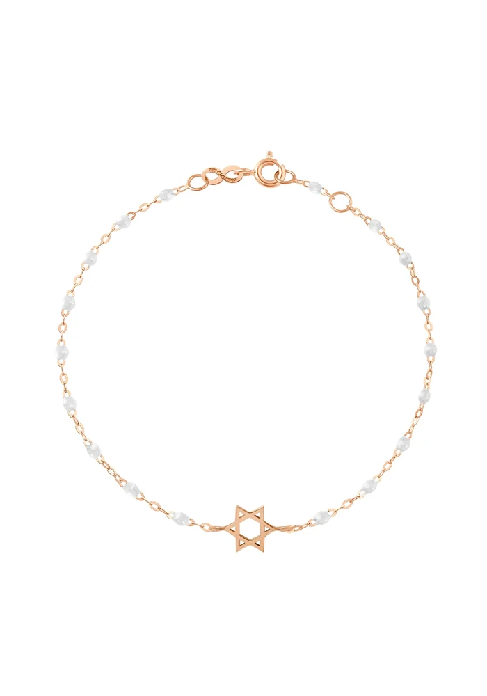 Bracelet Étoile De David Or Rose Et Résines Blanche 15cm